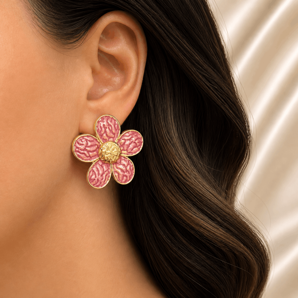 Boucles d oreilles fleur acier inoxydable femme | Gaou Bijoux