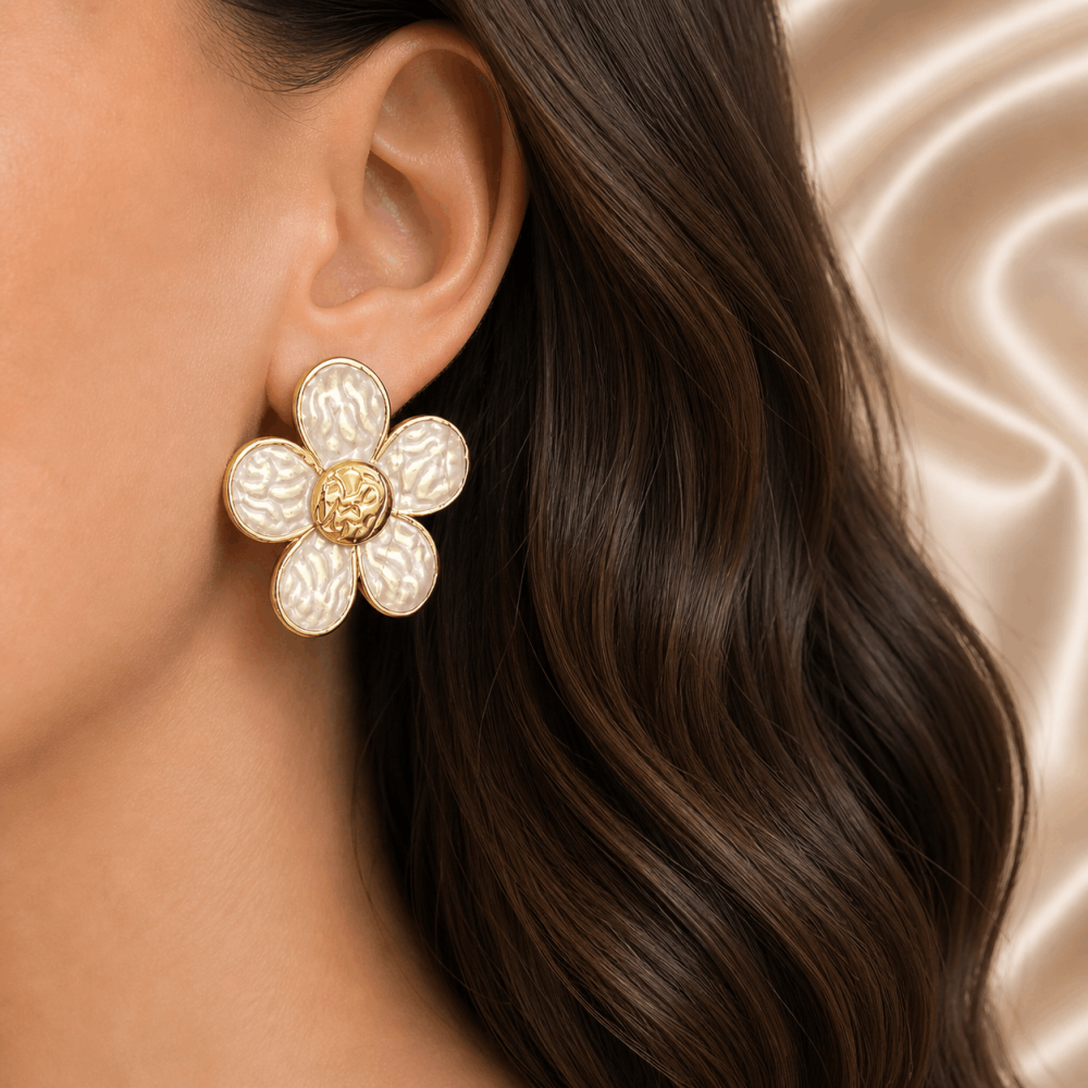 Boucles d oreilles fleur acier inoxydable femme | Gaou Bijoux
