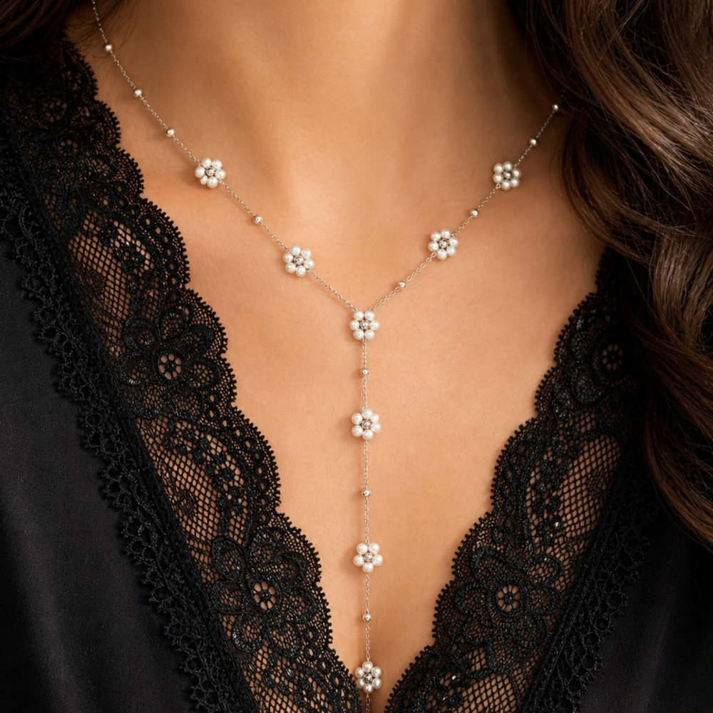 Collier Y marguerite acier inoxydable femme | Gaou Bijoux