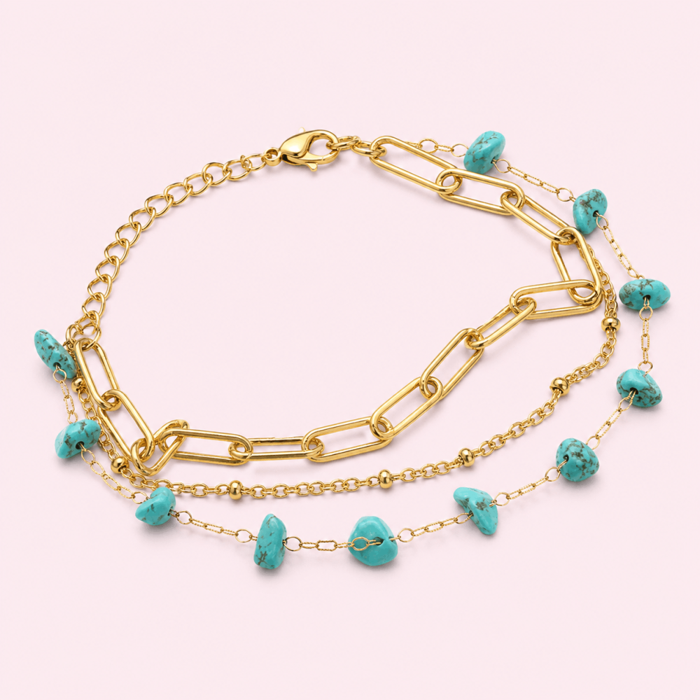 Bracelet multi rang pierres naturelles acier inoxydable femme | Gaou Bijoux