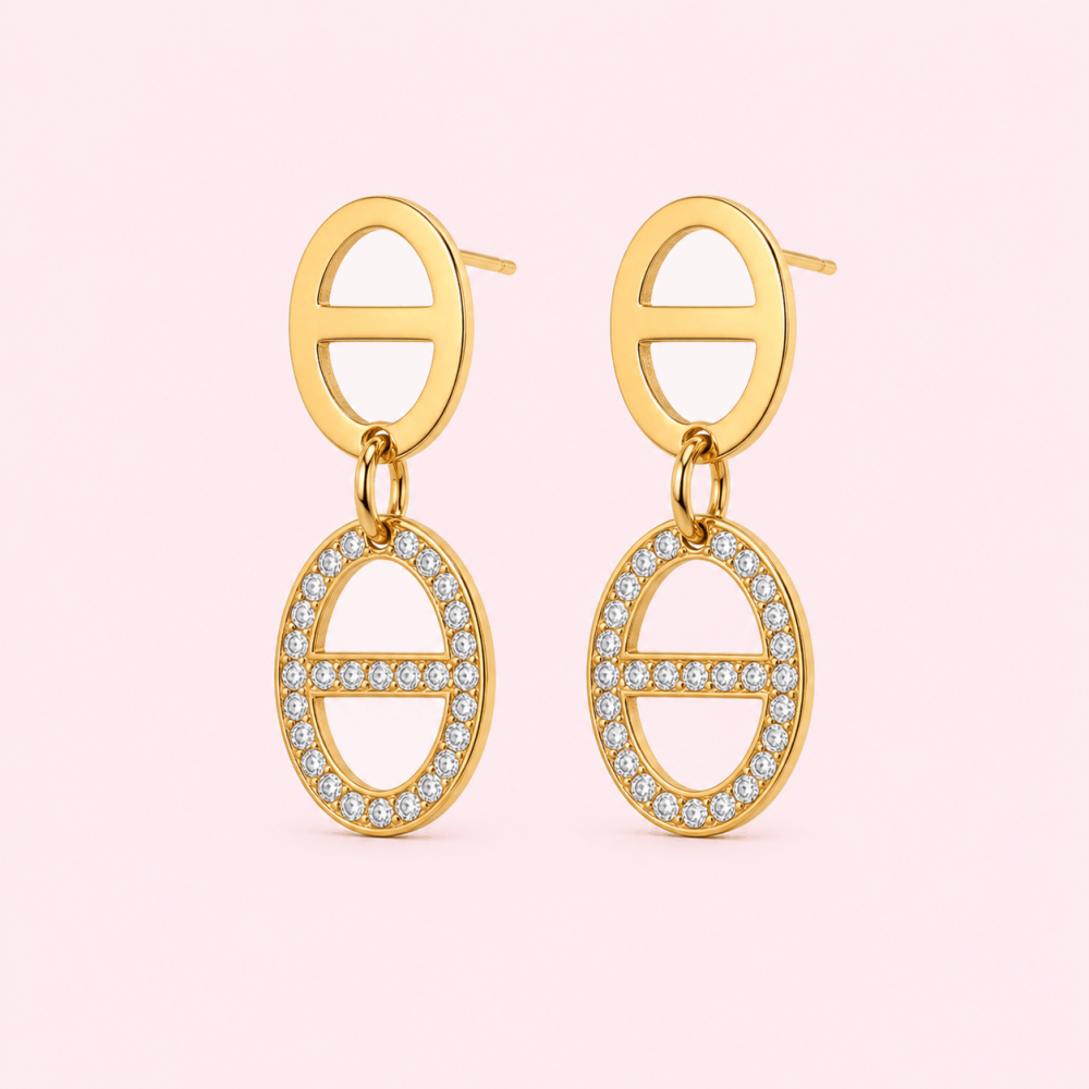 Boucles d oreilles maille marine sertie acier inoxydable | Gaou Bijoux