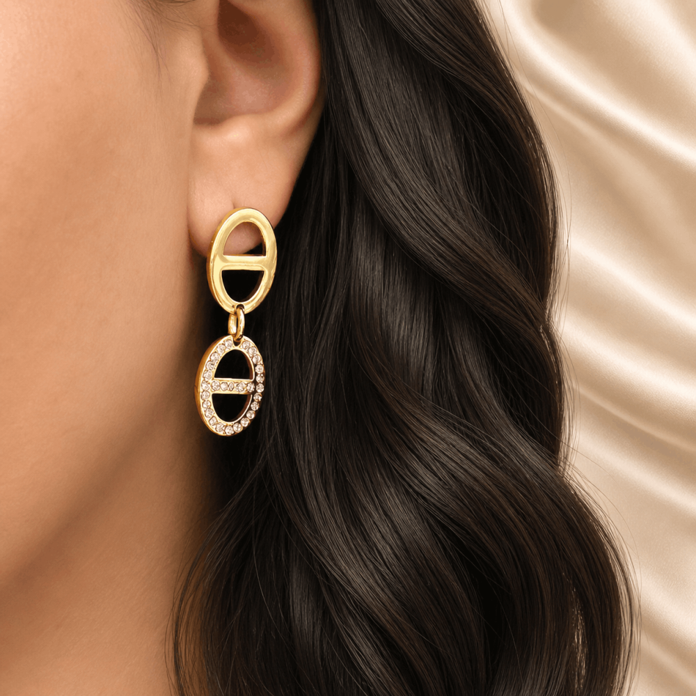 Boucles d oreilles maille marine sertie acier inoxydable | Gaou Bijoux