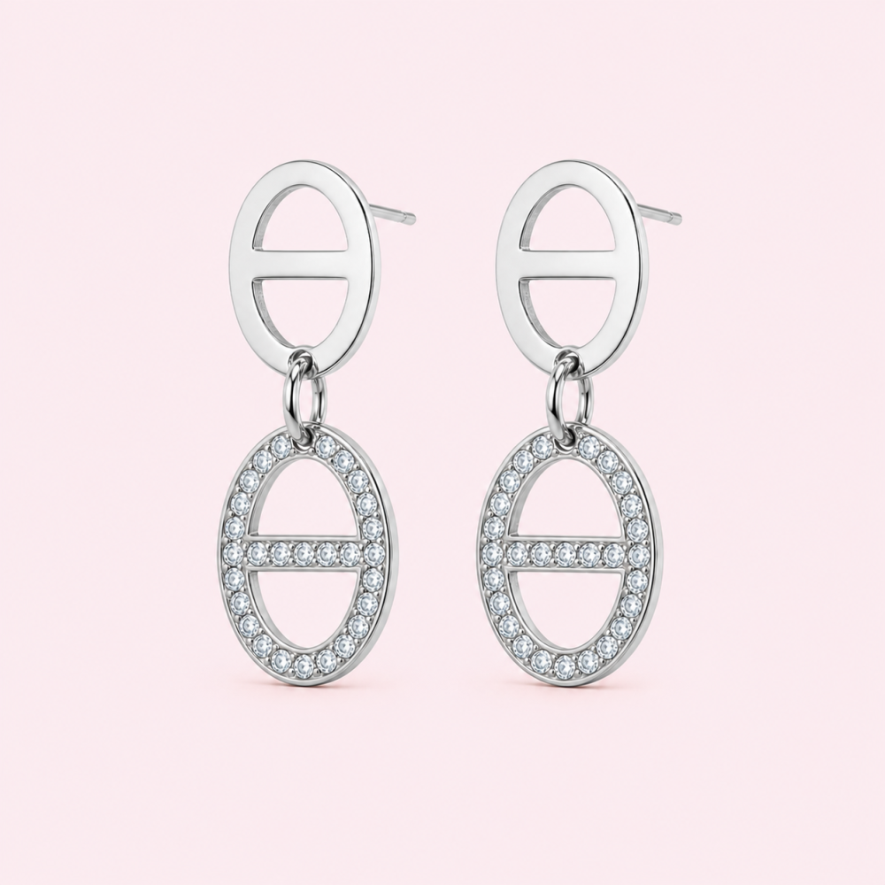 Boucles d oreilles maille marine sertie acier inoxydable | Gaou Bijoux