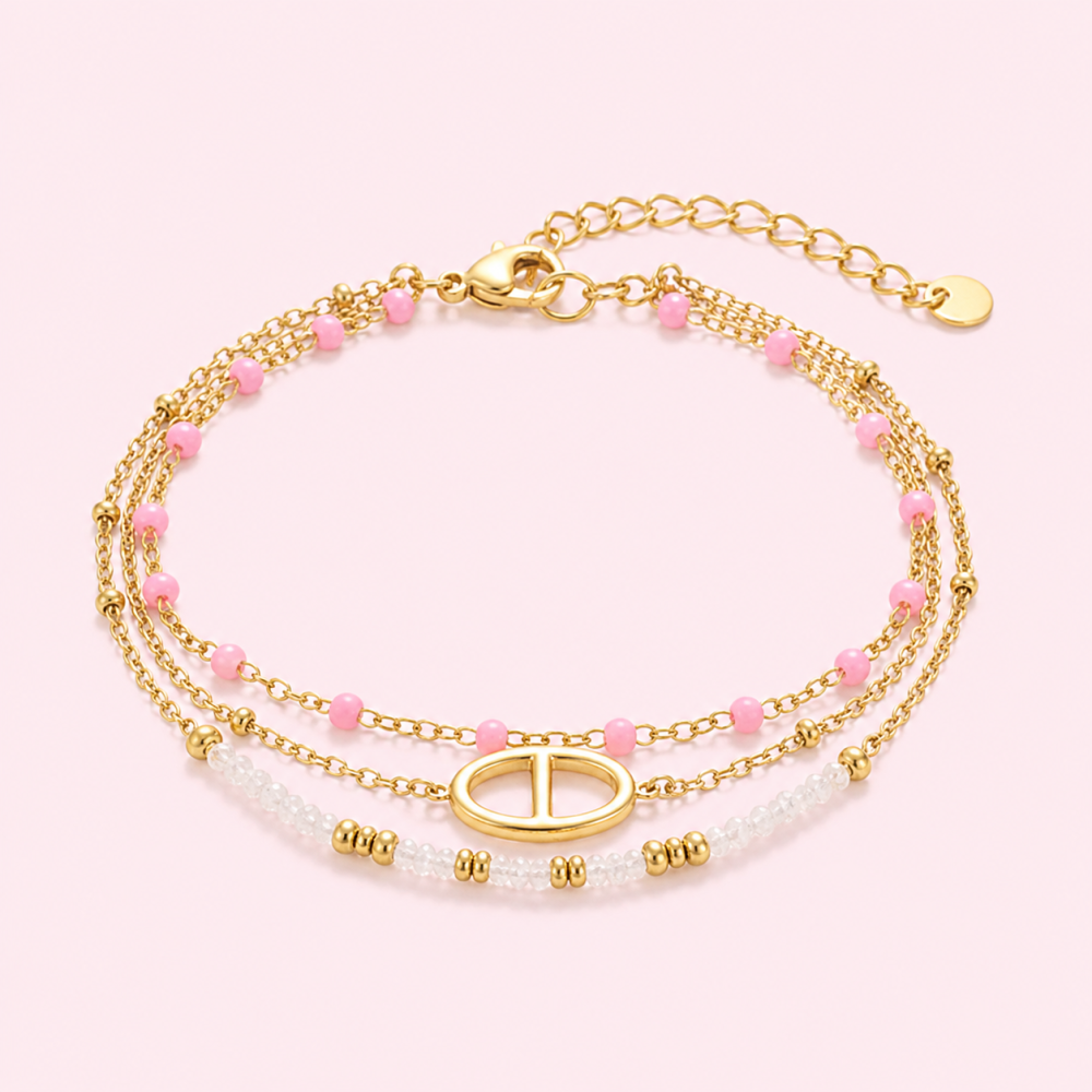 Bracelet triple perles & maille marine – bijou acier inoxydable | Gaou Bijoux
