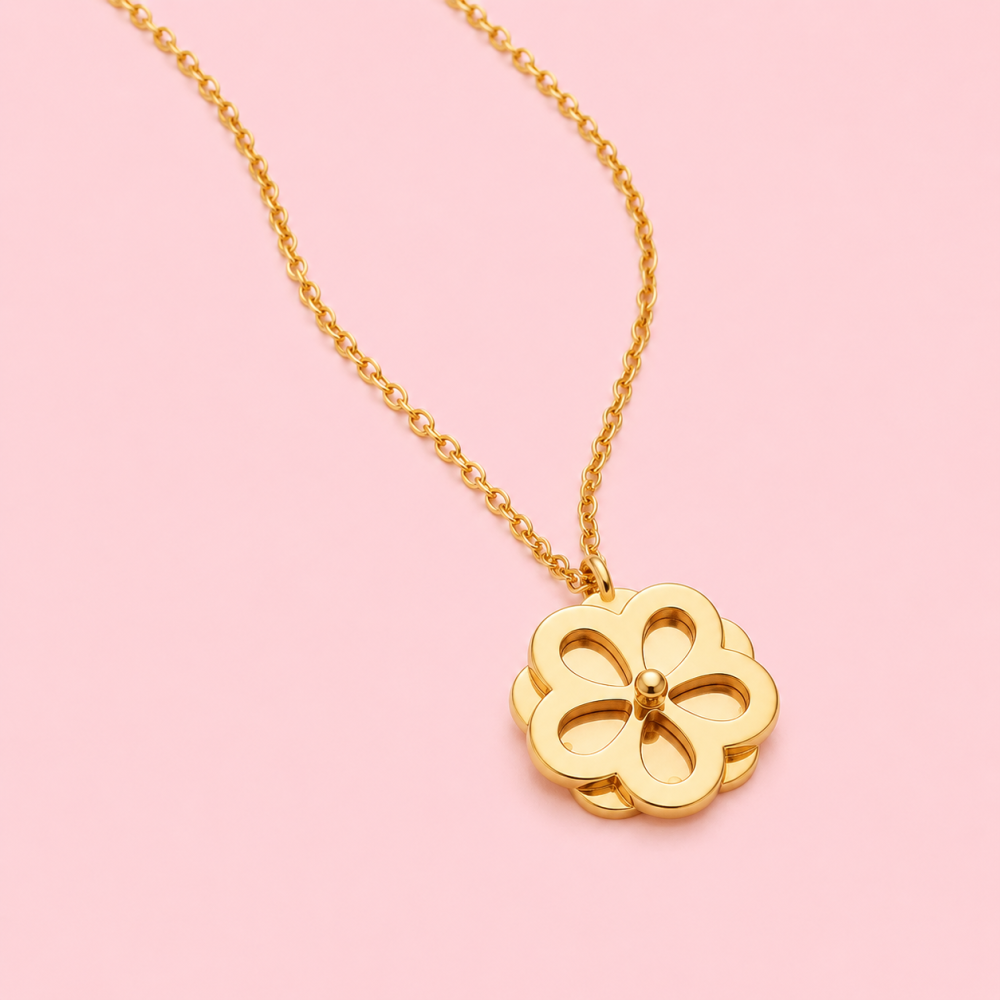 Collier Antistress fleur dorée tournante | bijoux acier inoxydable | Gaou Bijoux