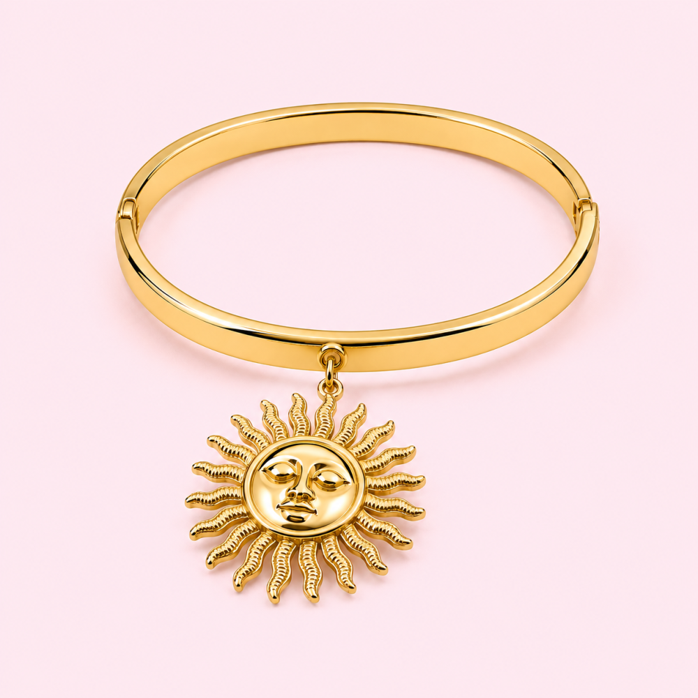 Bracelet jonc soleil acier inoxydable bohème | Gaou Bijoux