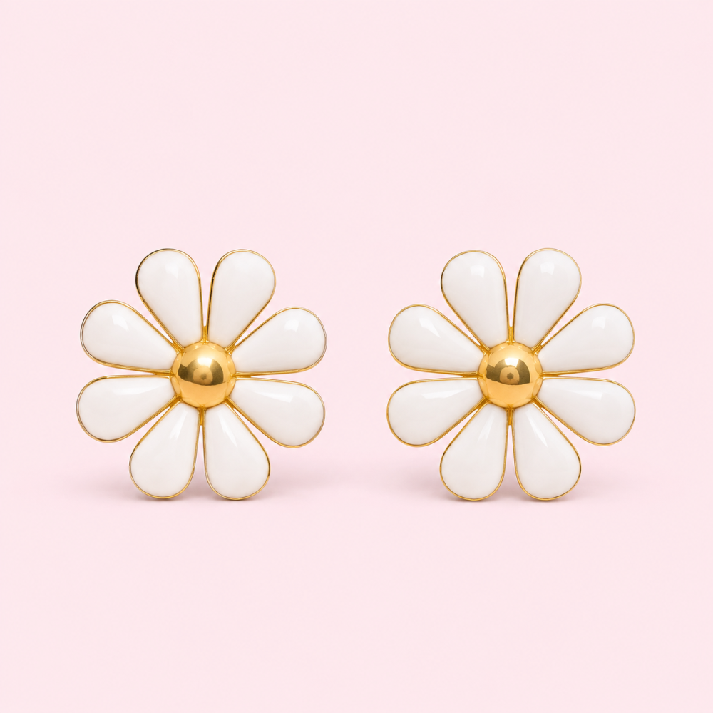 Boucles marguerite blanches acier inoxydable | Gaou Bijoux