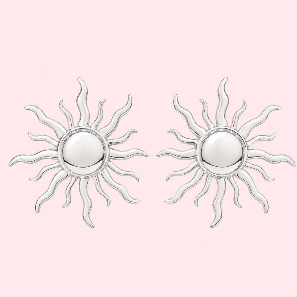 Boucles soleil argentées acier inoxydable femme | Gaou Bijoux