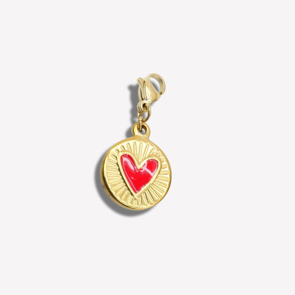 Charm Coeur Medaille Rouge  | Gaou Bijoux