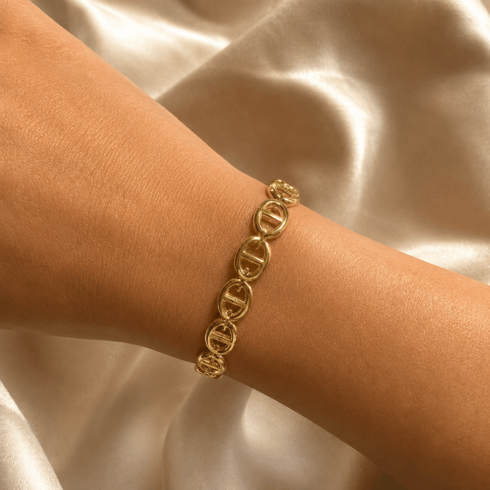 Jonc maille marine doré acier inoxydable | Gaou Bijoux