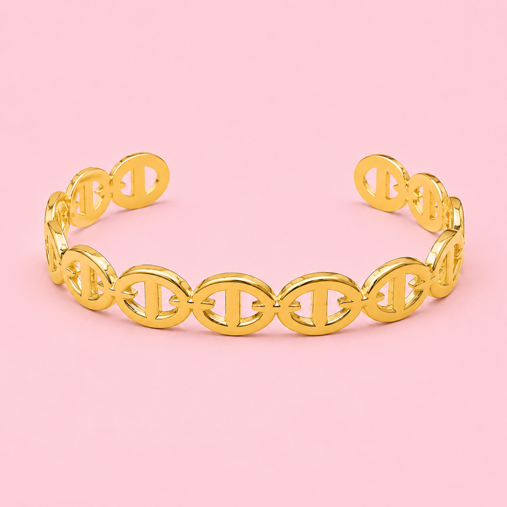 Jonc maille marine doré acier inoxydable | Gaou Bijoux