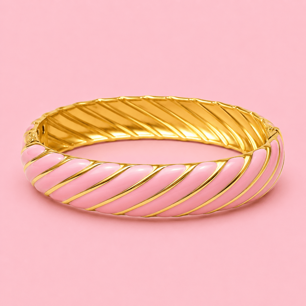 Jonc rayé émaillé acier inoxydable femme | Gaou Bijoux