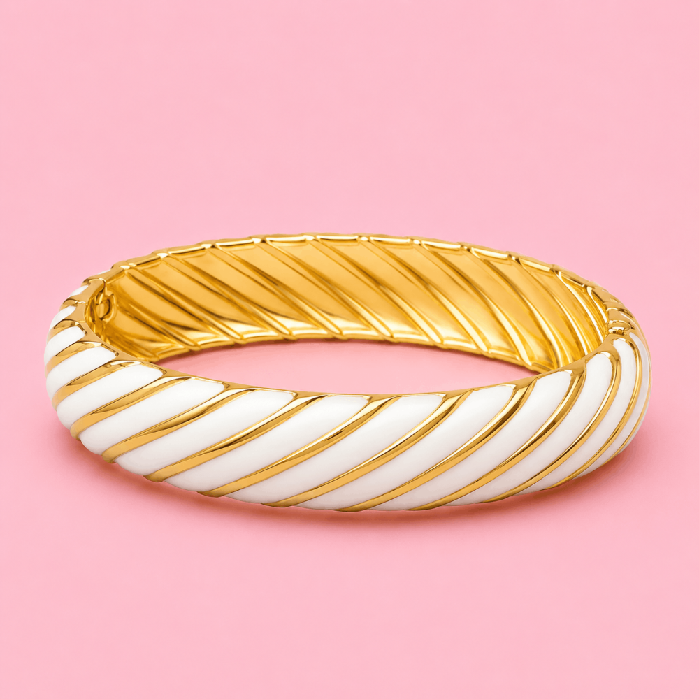 Jonc rayé émaillé acier inoxydable femme | Gaou Bijoux
