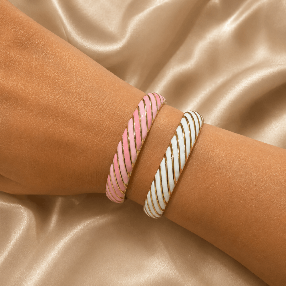 Jonc rayé émaillé acier inoxydable femme | Gaou Bijoux