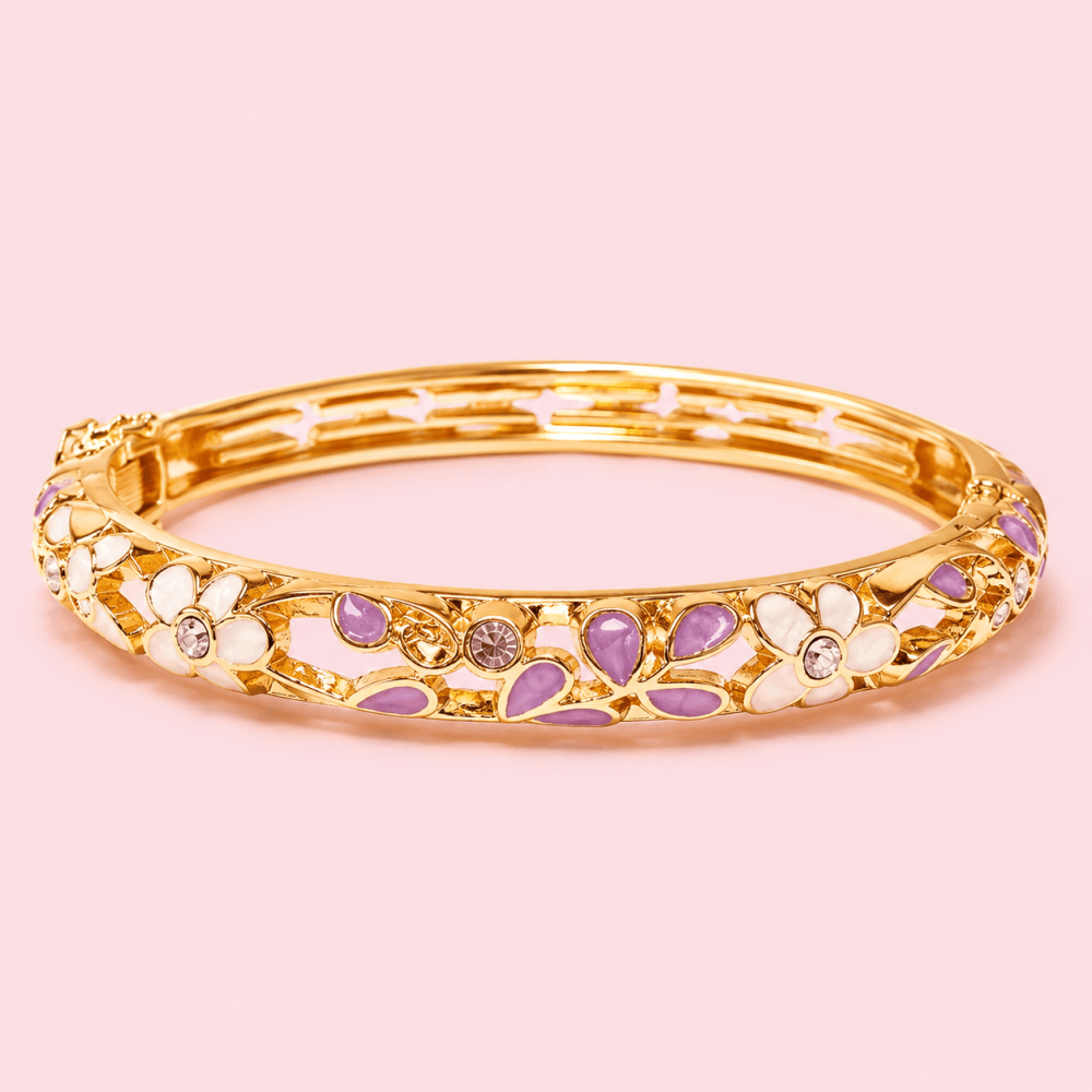 Bracelet jonc thaïlandais émaillé floral multicolore  tendance bohème chic  | Gaou Bijoux