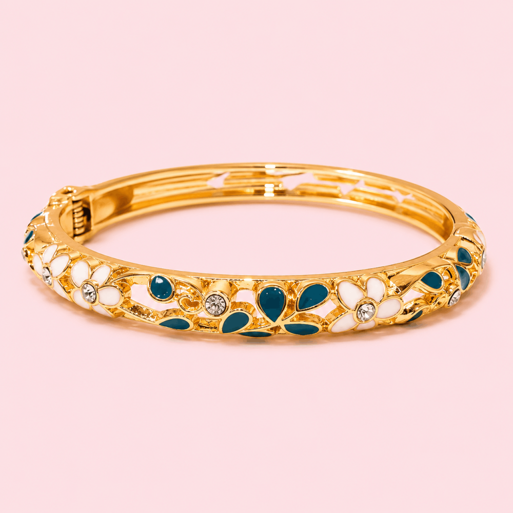 Bracelet jonc thaïlandais émaillé floral multicolore  tendance bohème chic  | Gaou Bijoux