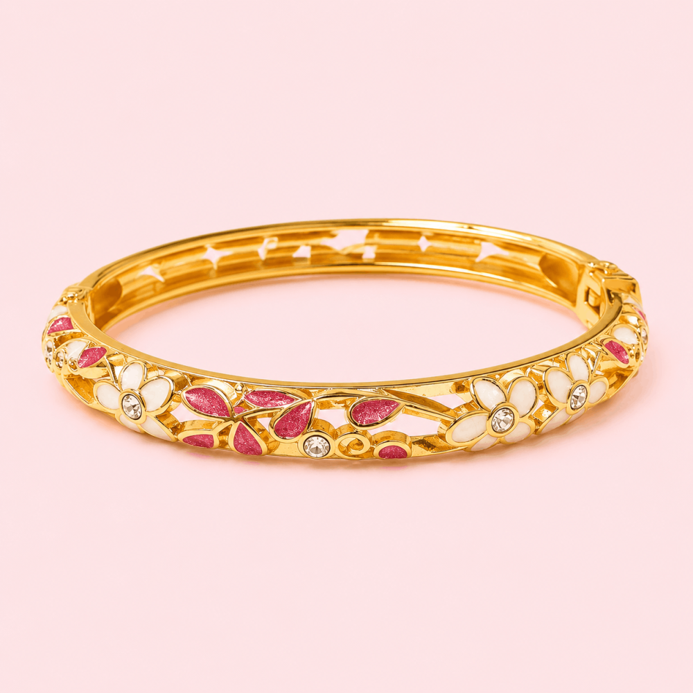 Bracelet jonc thaïlandais émaillé floral multicolore  tendance bohème chic  | Gaou Bijoux