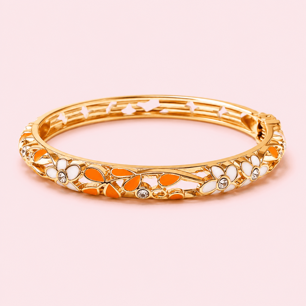 Bracelet jonc thaïlandais émaillé floral multicolore  tendance bohème chic  | Gaou Bijoux