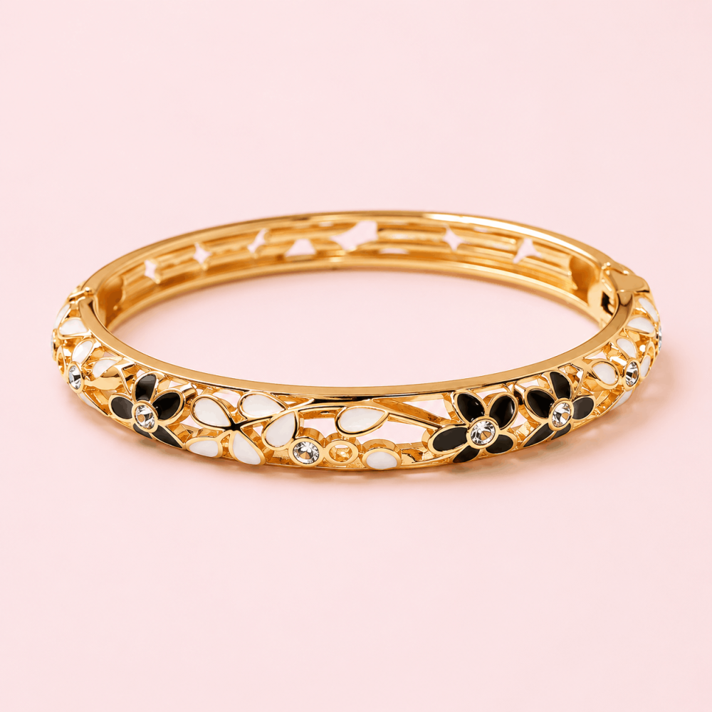 Bracelet jonc thaïlandais émaillé floral multicolore  tendance bohème chic  | Gaou Bijoux