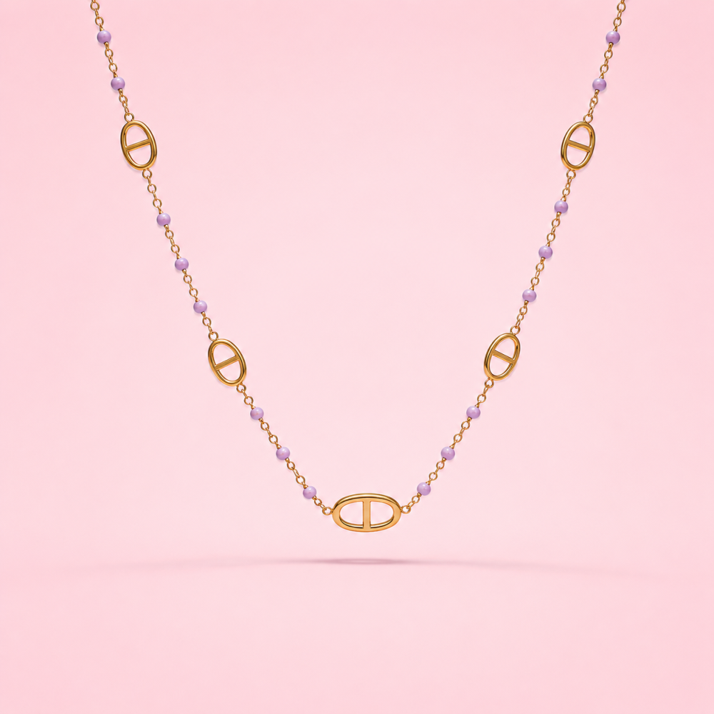 Collier maille marine boules colorées | Gaou Bijoux