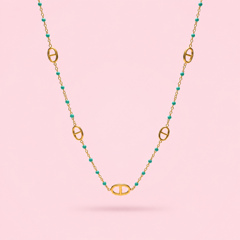 Collier maille marine boules colorées | Gaou Bijoux