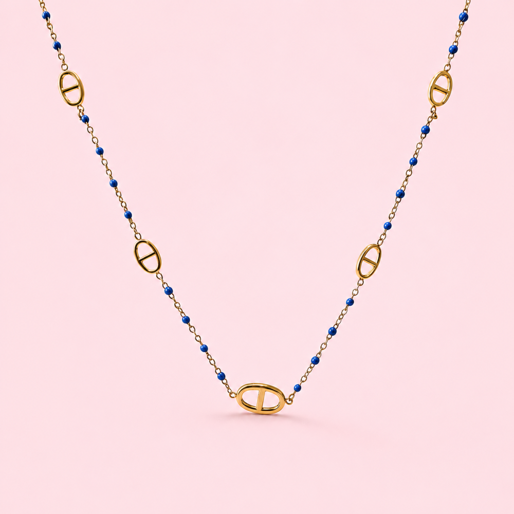 Collier maille marine boules colorées | Gaou Bijoux
