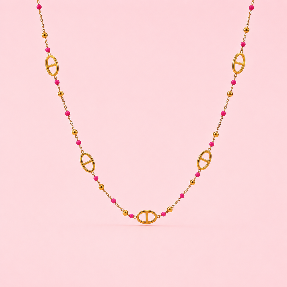 Collier maille marine boules colorées | Gaou Bijoux