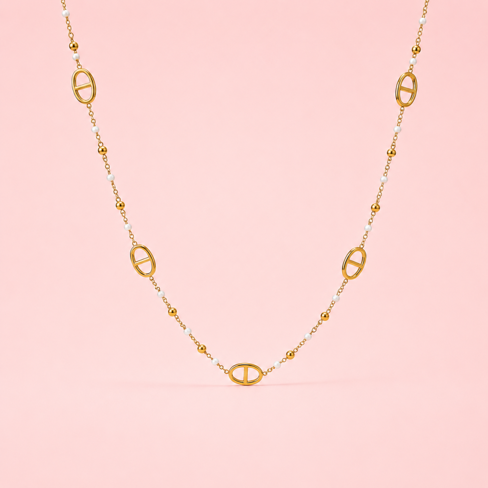 Collier maille marine boules colorées | Gaou Bijoux