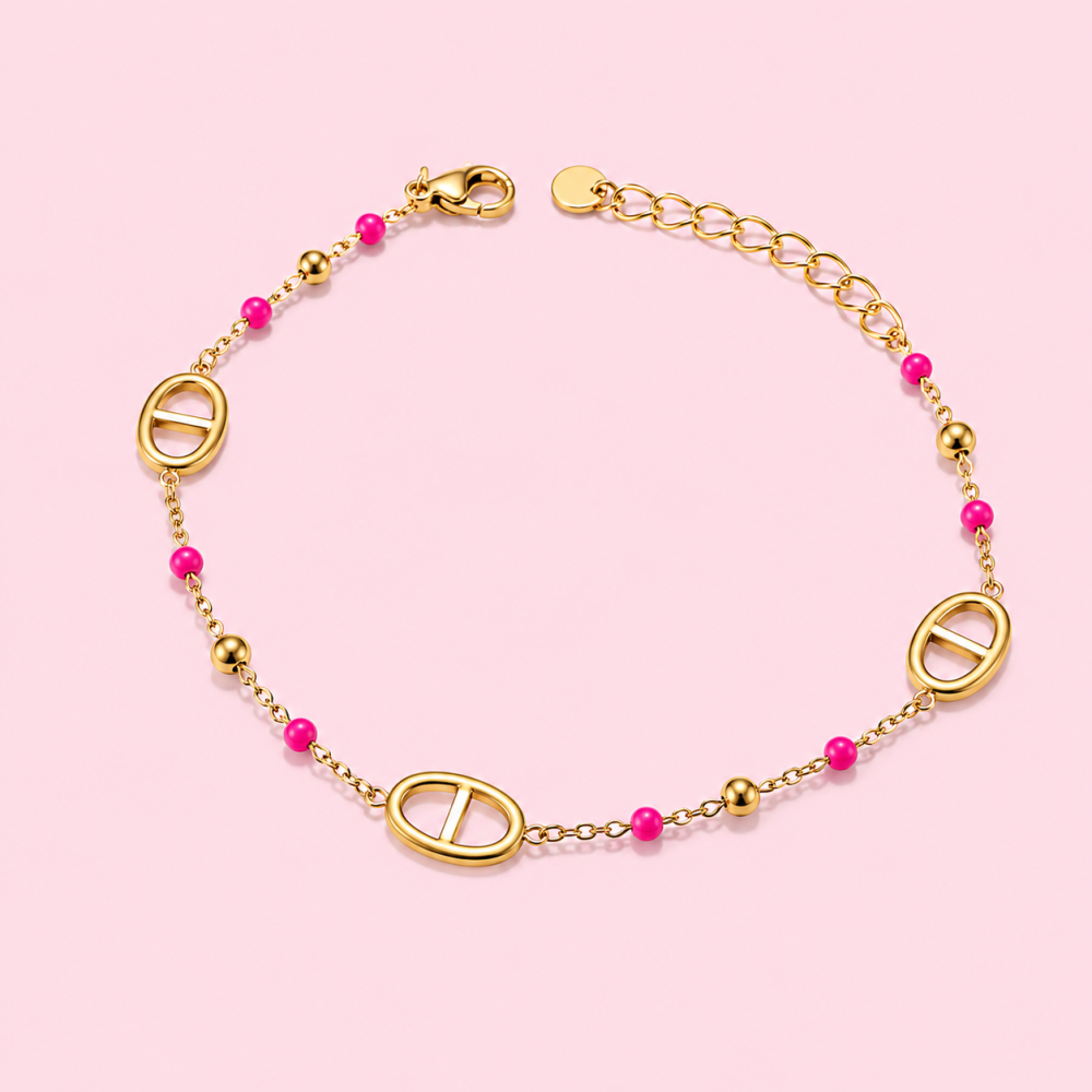 Bracelet maille marine boules colorées | Gaou Bijoux