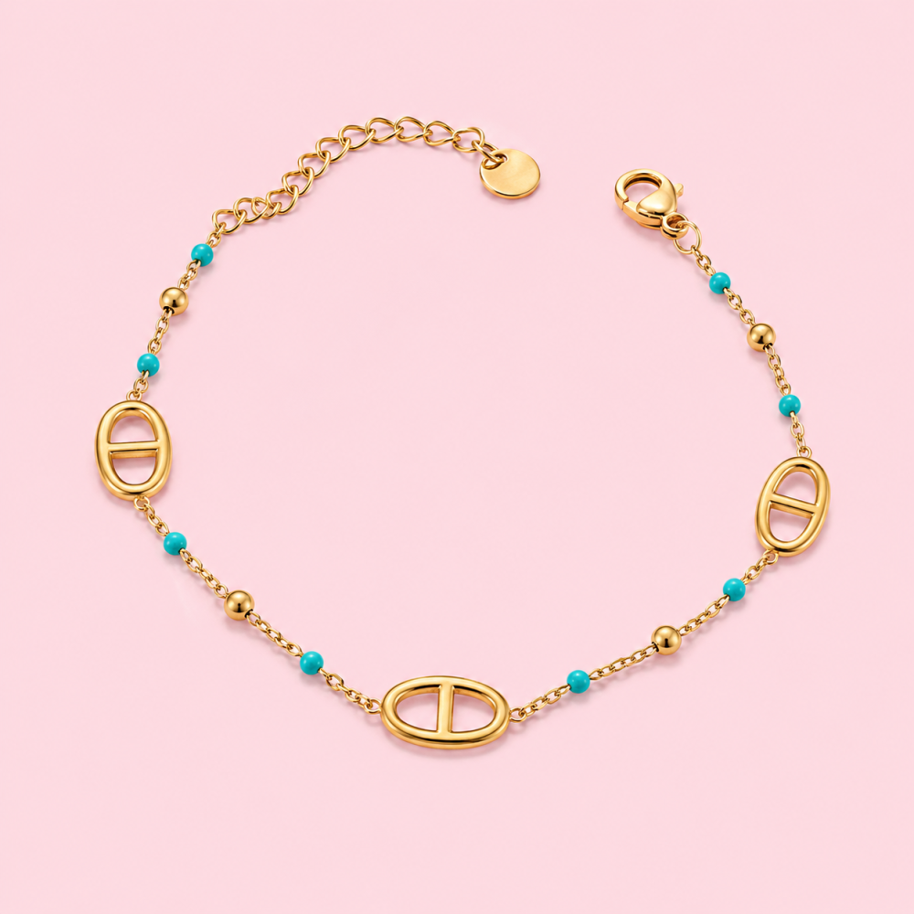 Bracelet maille marine boules colorées | Gaou Bijoux