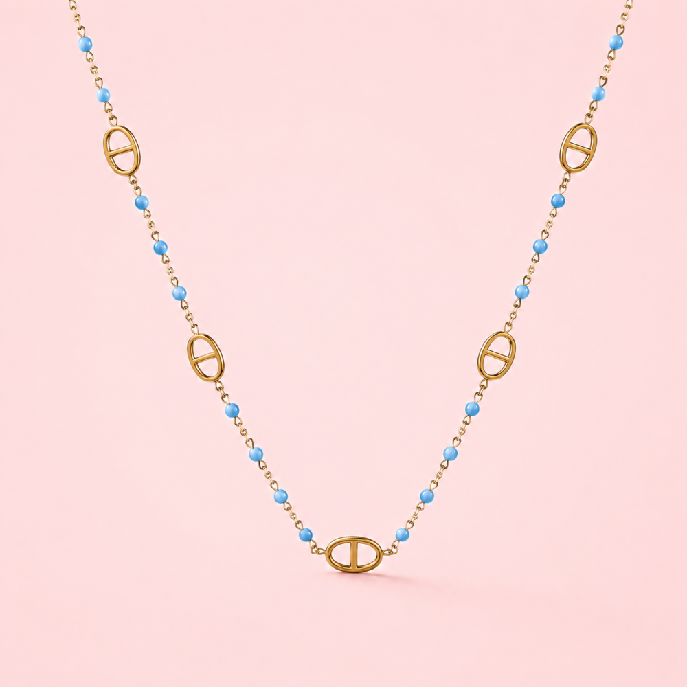 Collier maille marine boules colorées | Gaou Bijoux