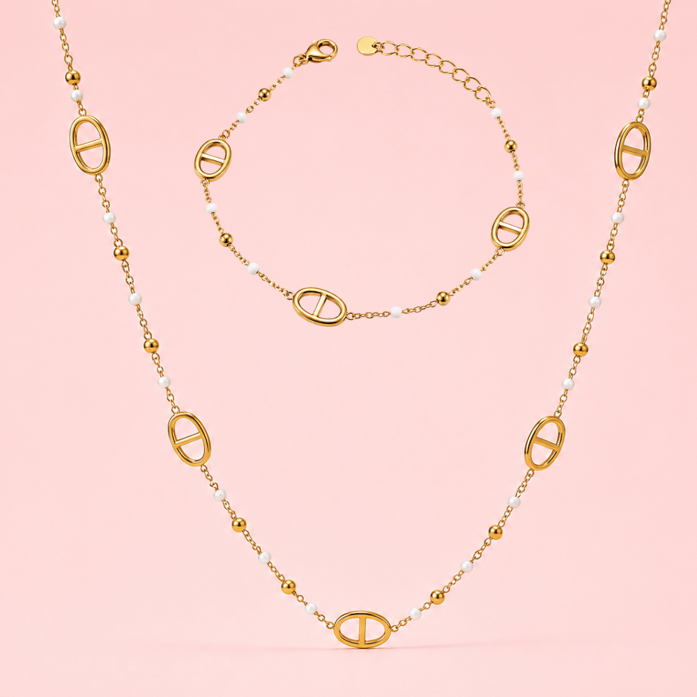 Parure maille marine boules colorées | Gaou Bijoux