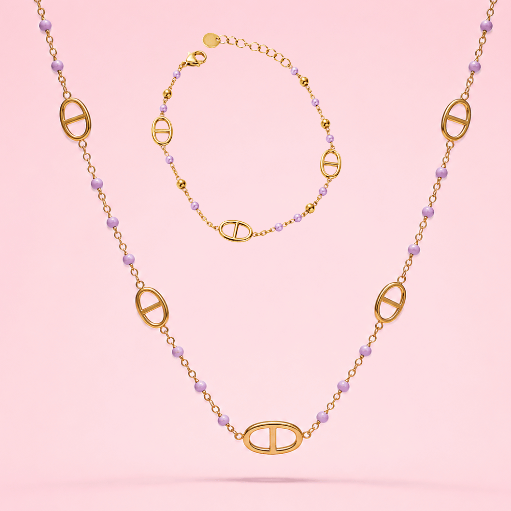Parure maille marine boules colorées | Gaou Bijoux