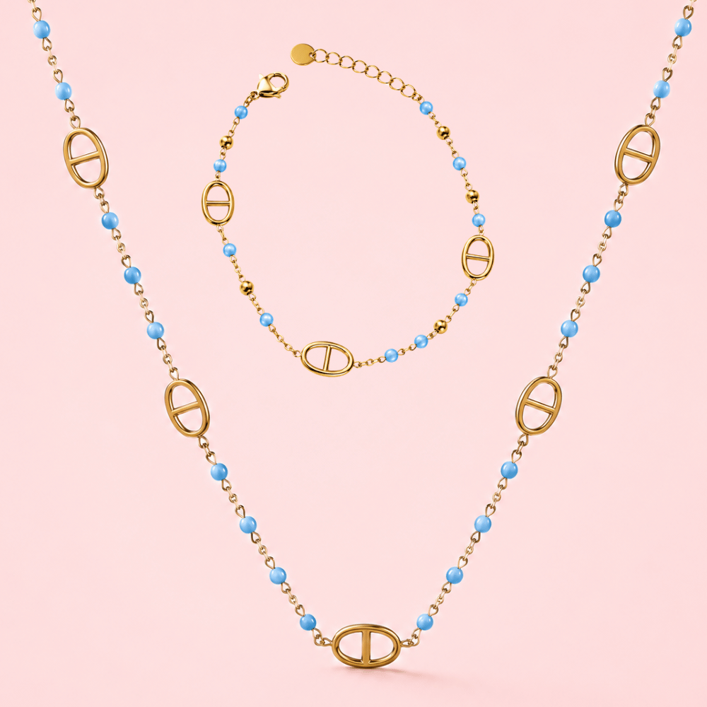 Parure maille marine boules colorées | Gaou Bijoux