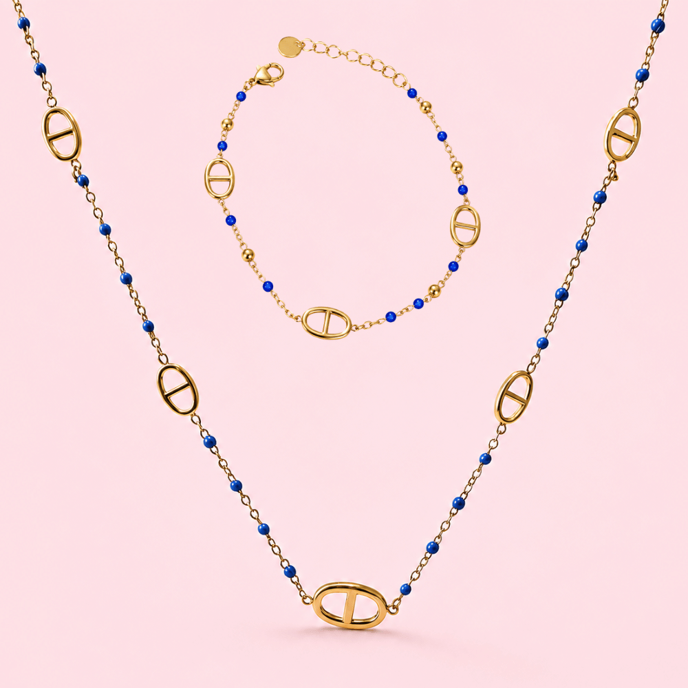 Parure maille marine boules colorées | Gaou Bijoux