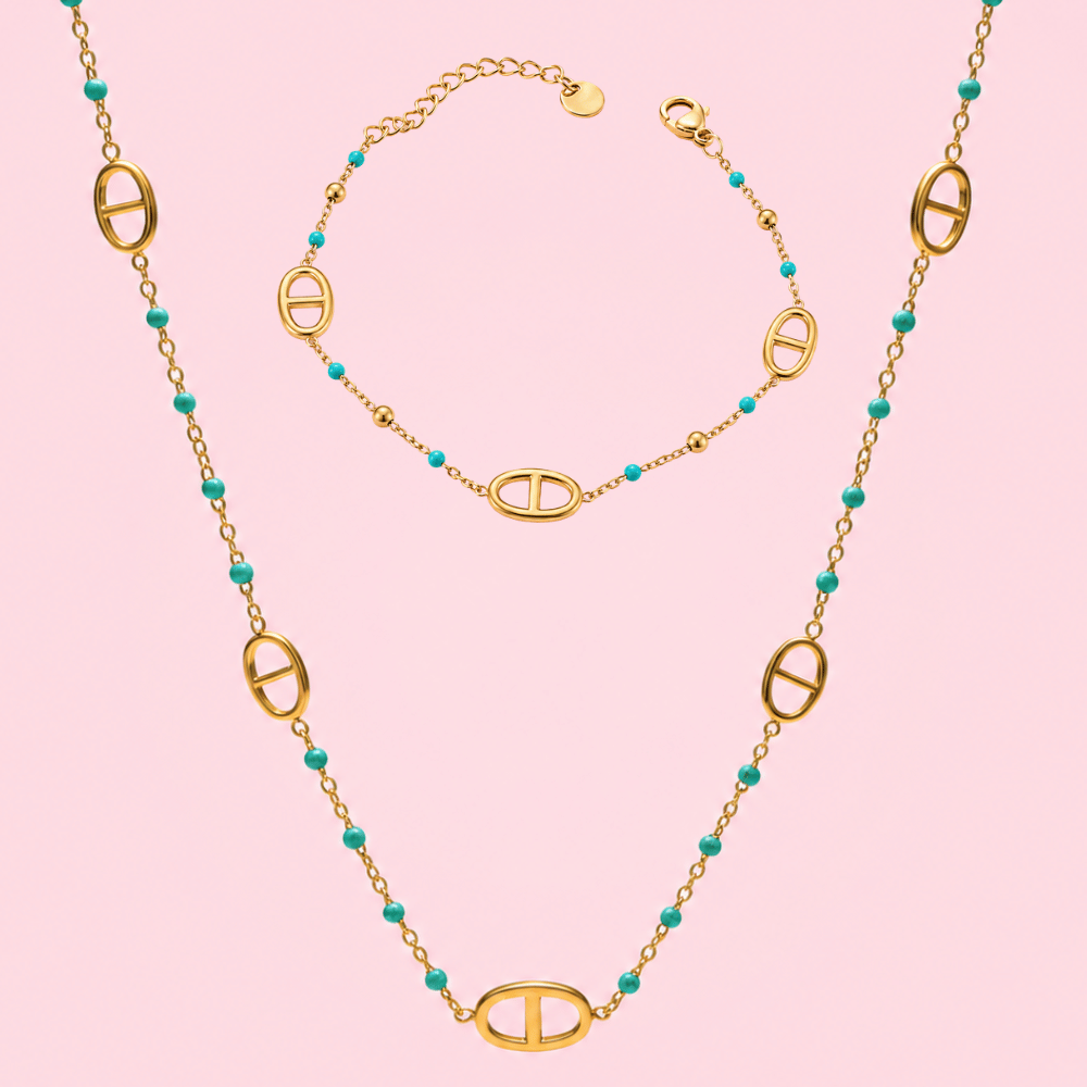 Parure maille marine boules colorées | Gaou Bijoux