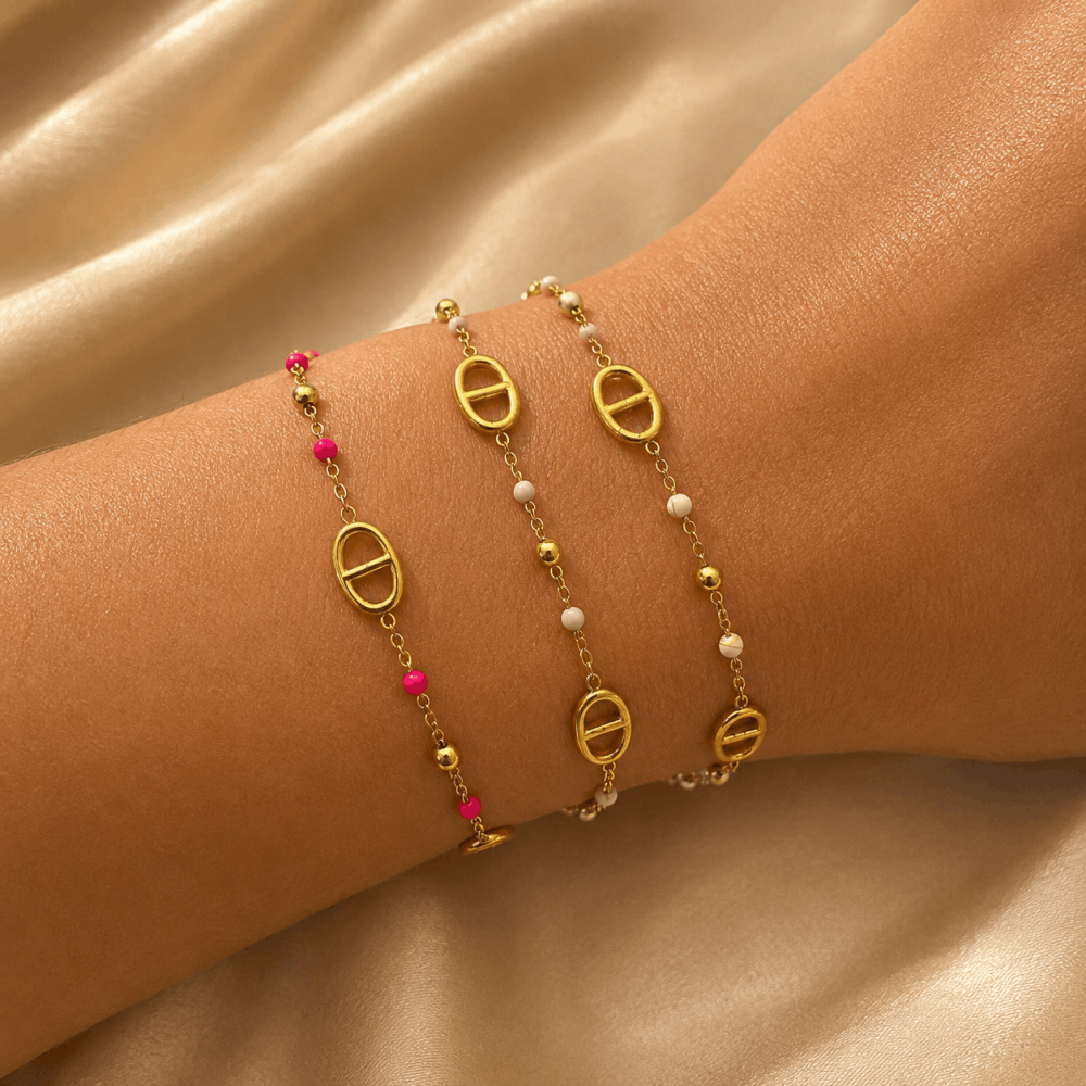 Bracelet maille marine boules colorées | Gaou Bijoux