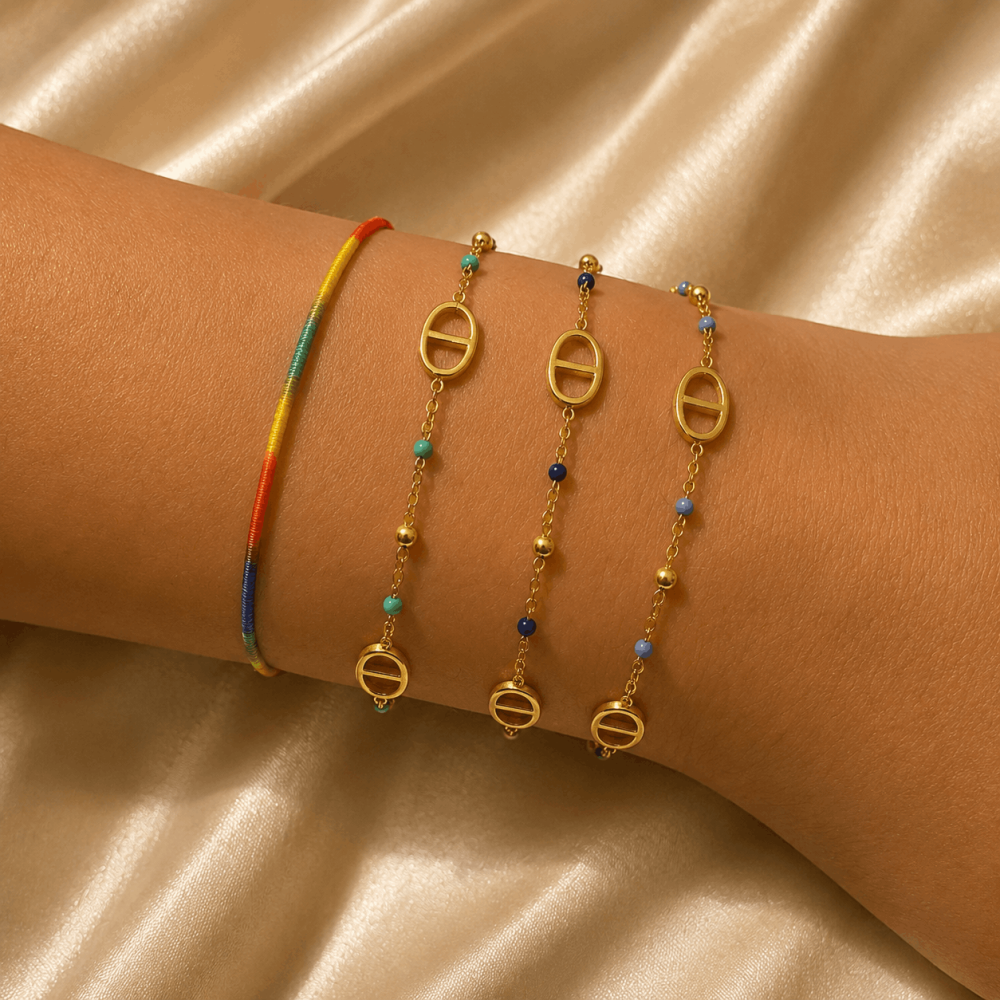 Bracelet maille marine boules colorées | Gaou Bijoux