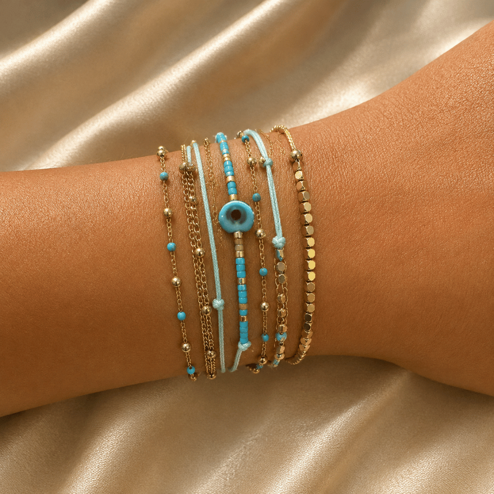 Bracelet multirang œil protecteur acier | Gaou Bijoux
