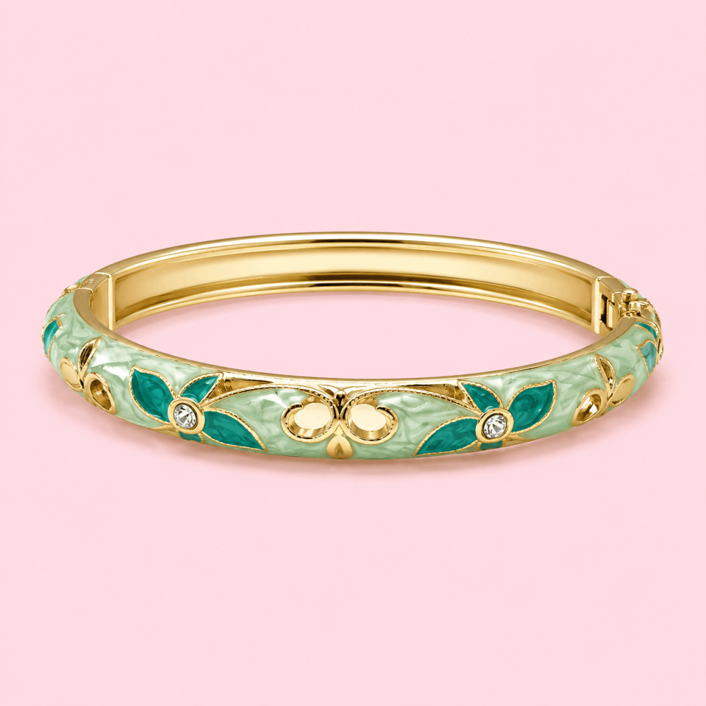 Bracelet jonc thaïlandais émaillé fleur colorée acier inoxydable tendance femme | Gaou Bijoux