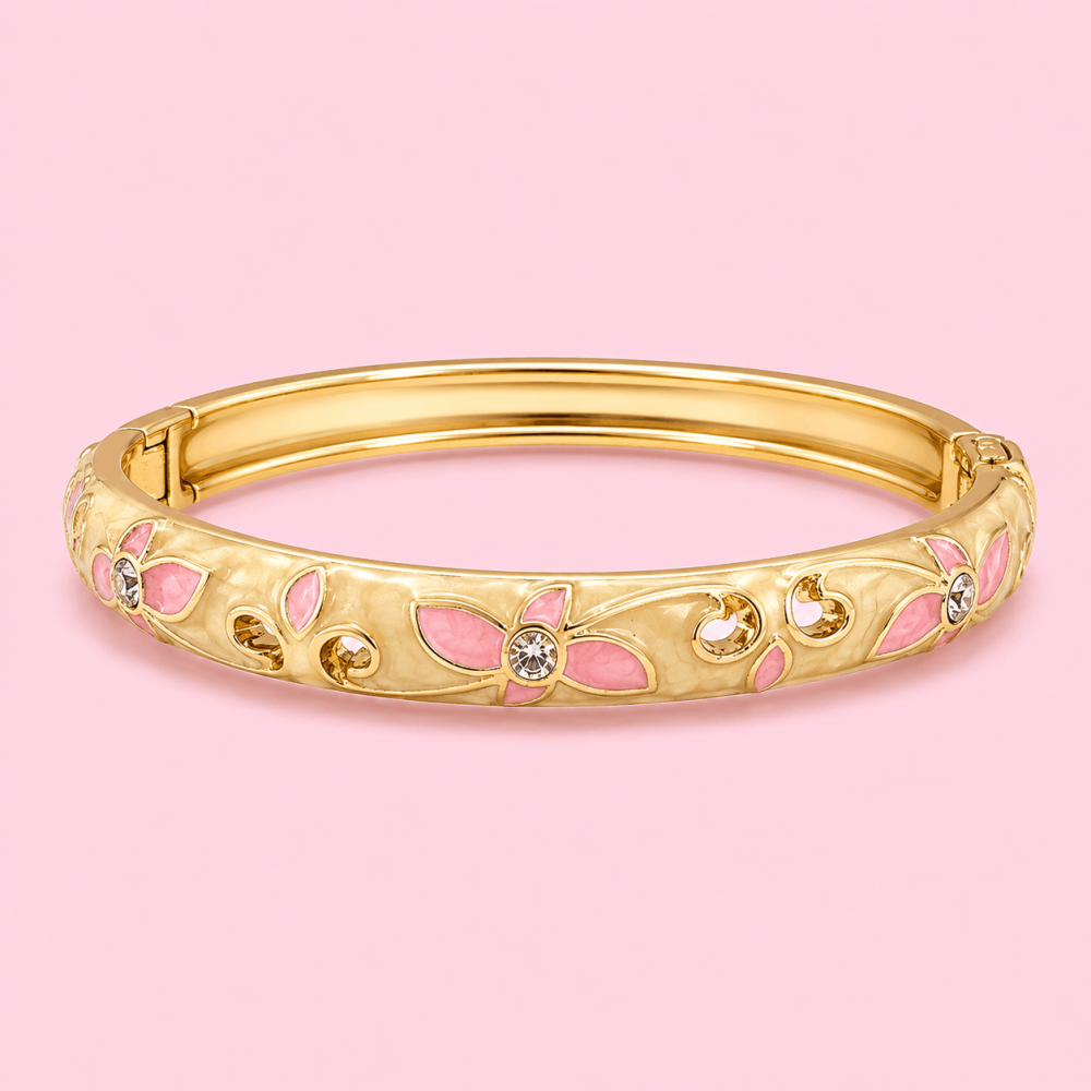 Bracelet jonc thaïlandais émaillé fleur colorée acier inoxydable tendance femme | Gaou Bijoux