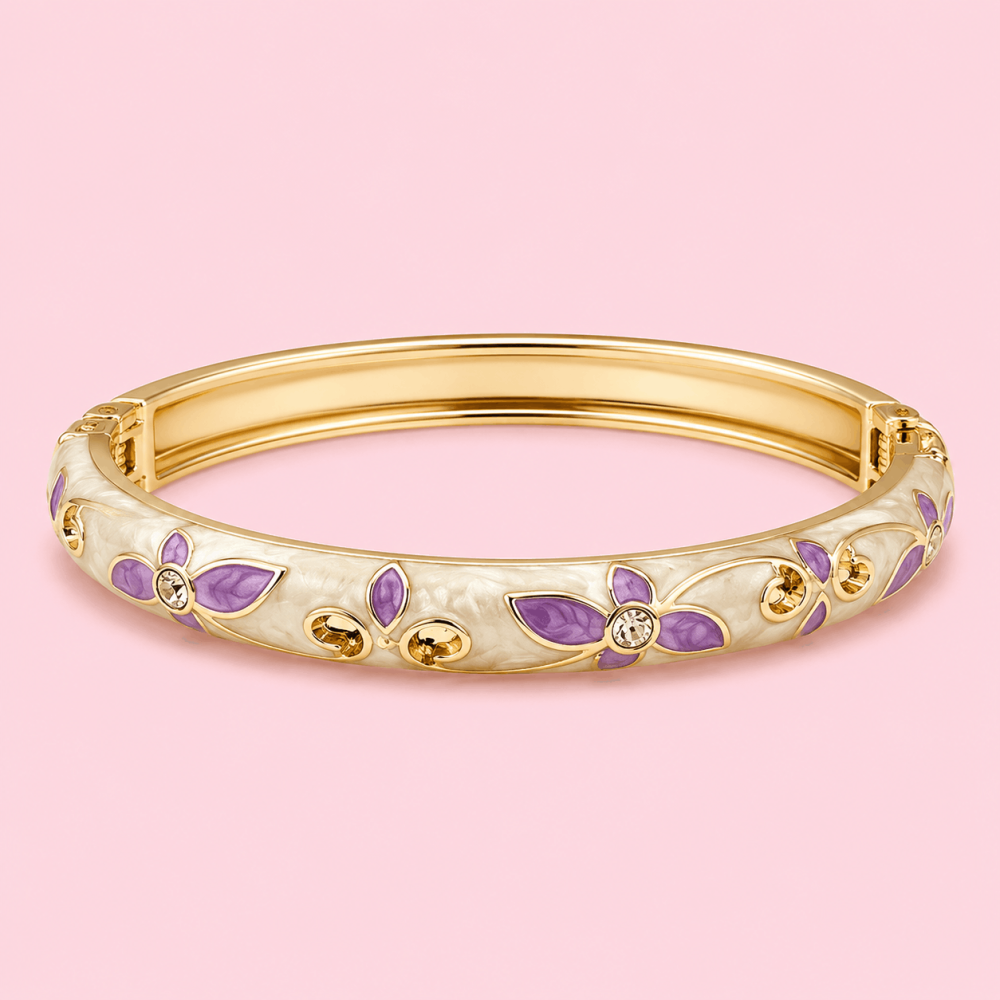 Bracelet jonc thaïlandais émaillé fleur colorée acier inoxydable tendance femme | Gaou Bijoux