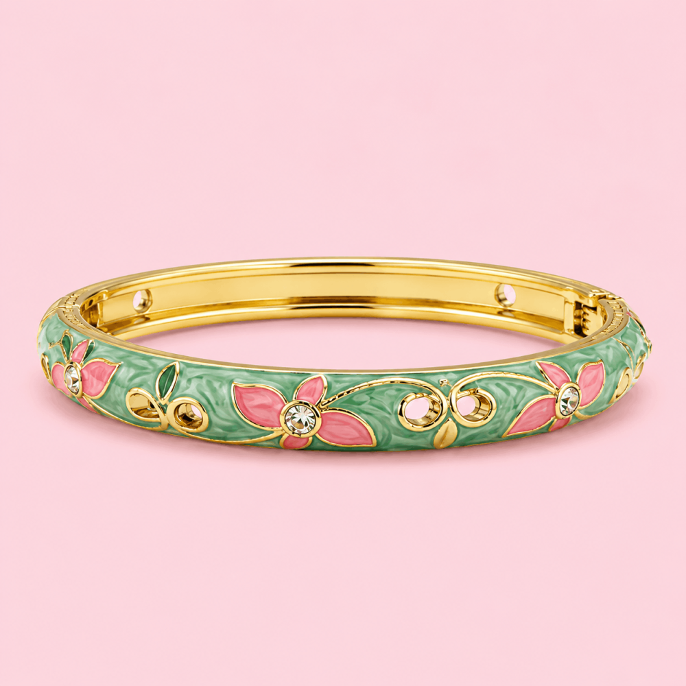 Bracelet jonc thaïlandais émaillé fleur colorée acier inoxydable tendance femme | Gaou Bijoux