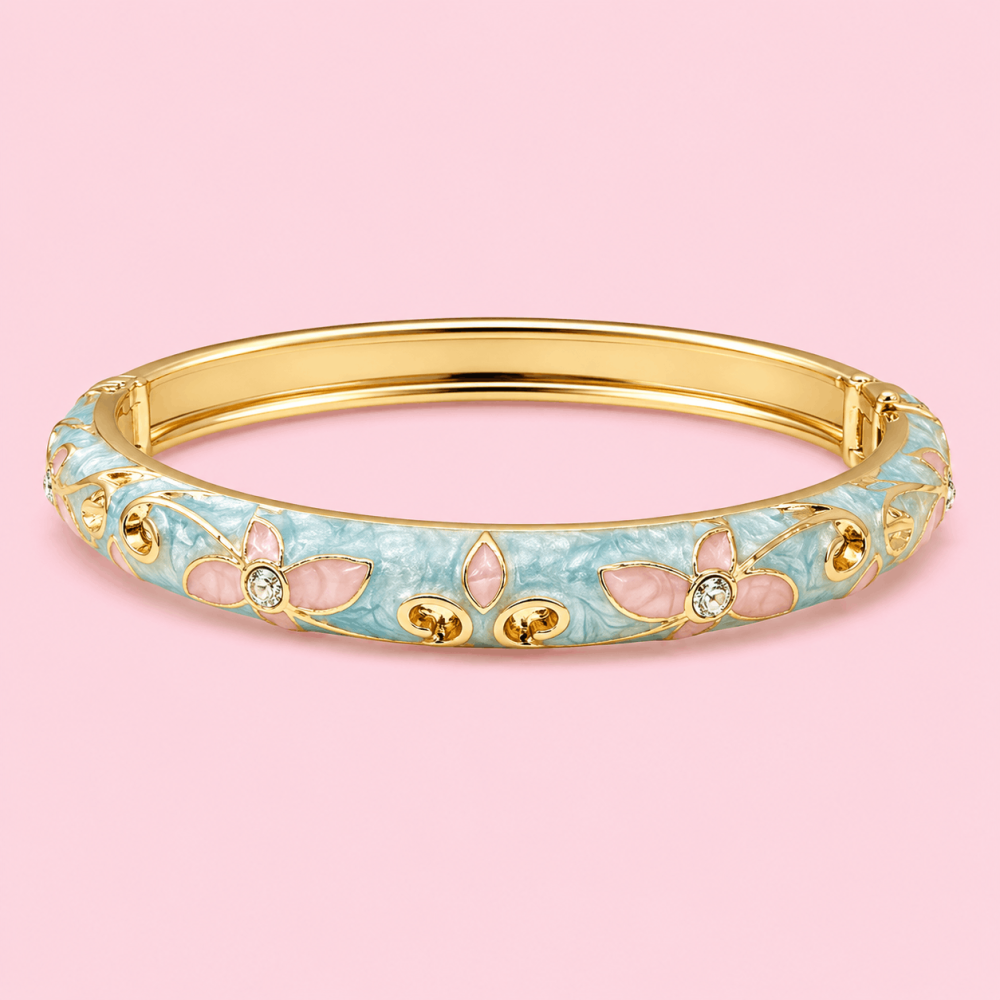 Bracelet jonc thaïlandais émaillé fleur colorée acier inoxydable tendance femme | Gaou Bijoux