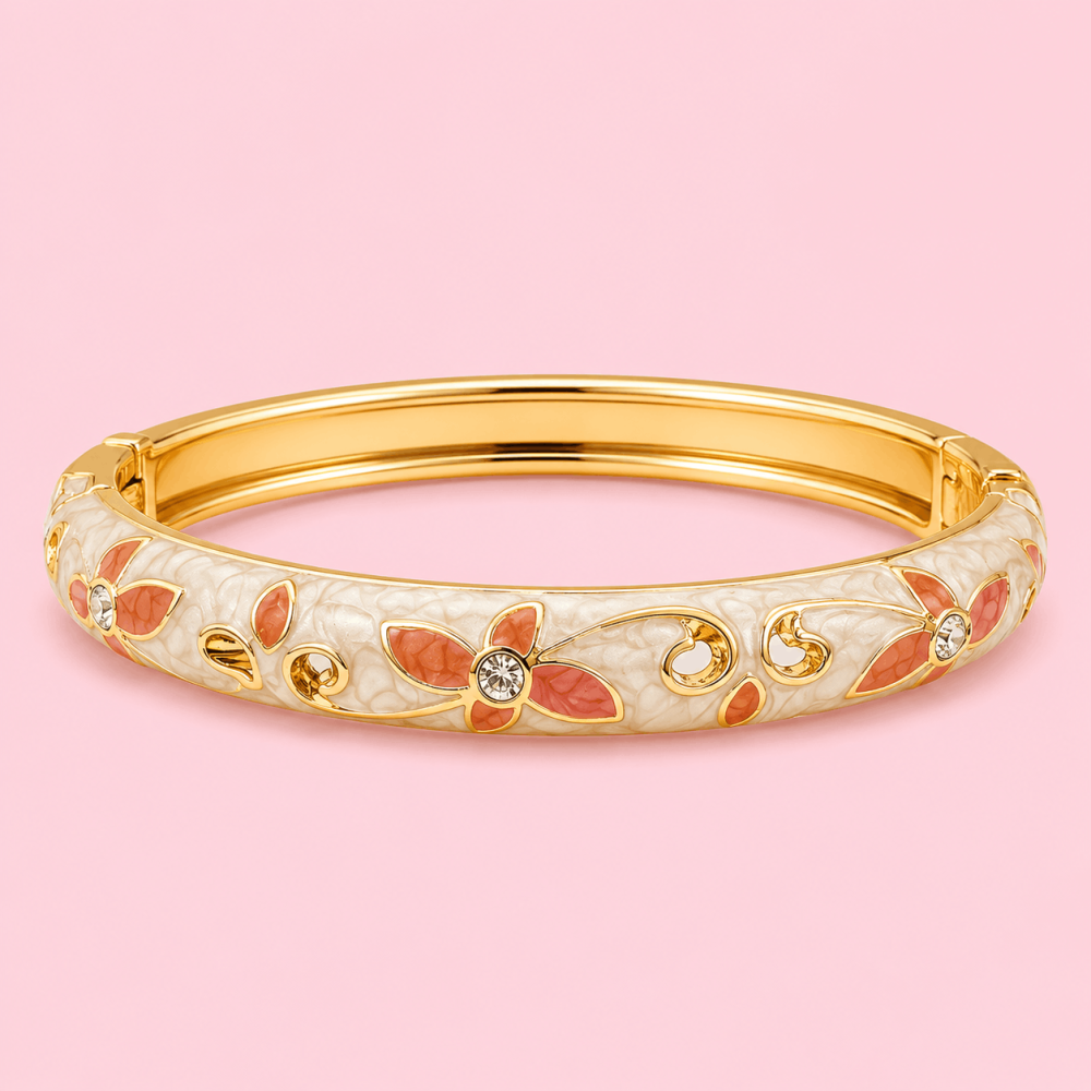 Bracelet jonc thaïlandais émaillé fleur colorée acier inoxydable tendance femme | Gaou Bijoux