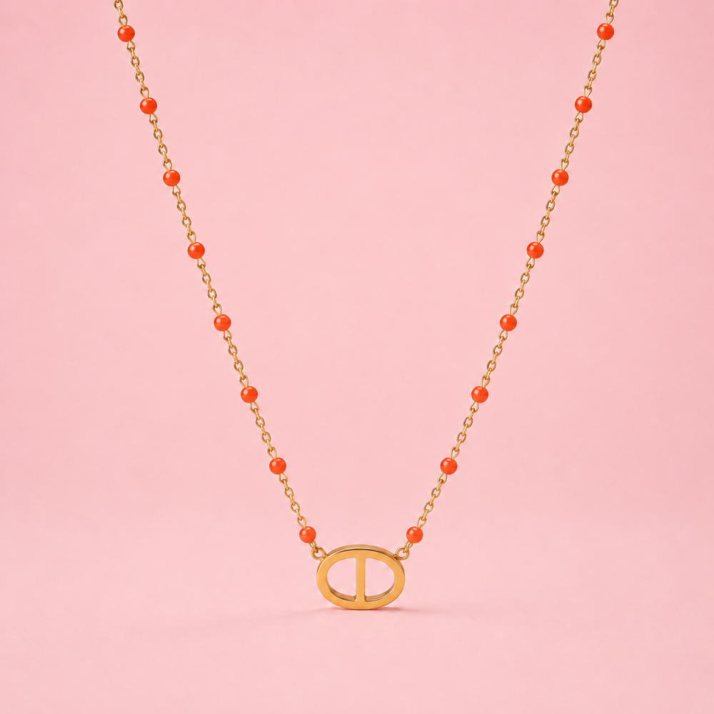 Parure collier bracelet perles acier inoxydable doré | Gaou Bijoux