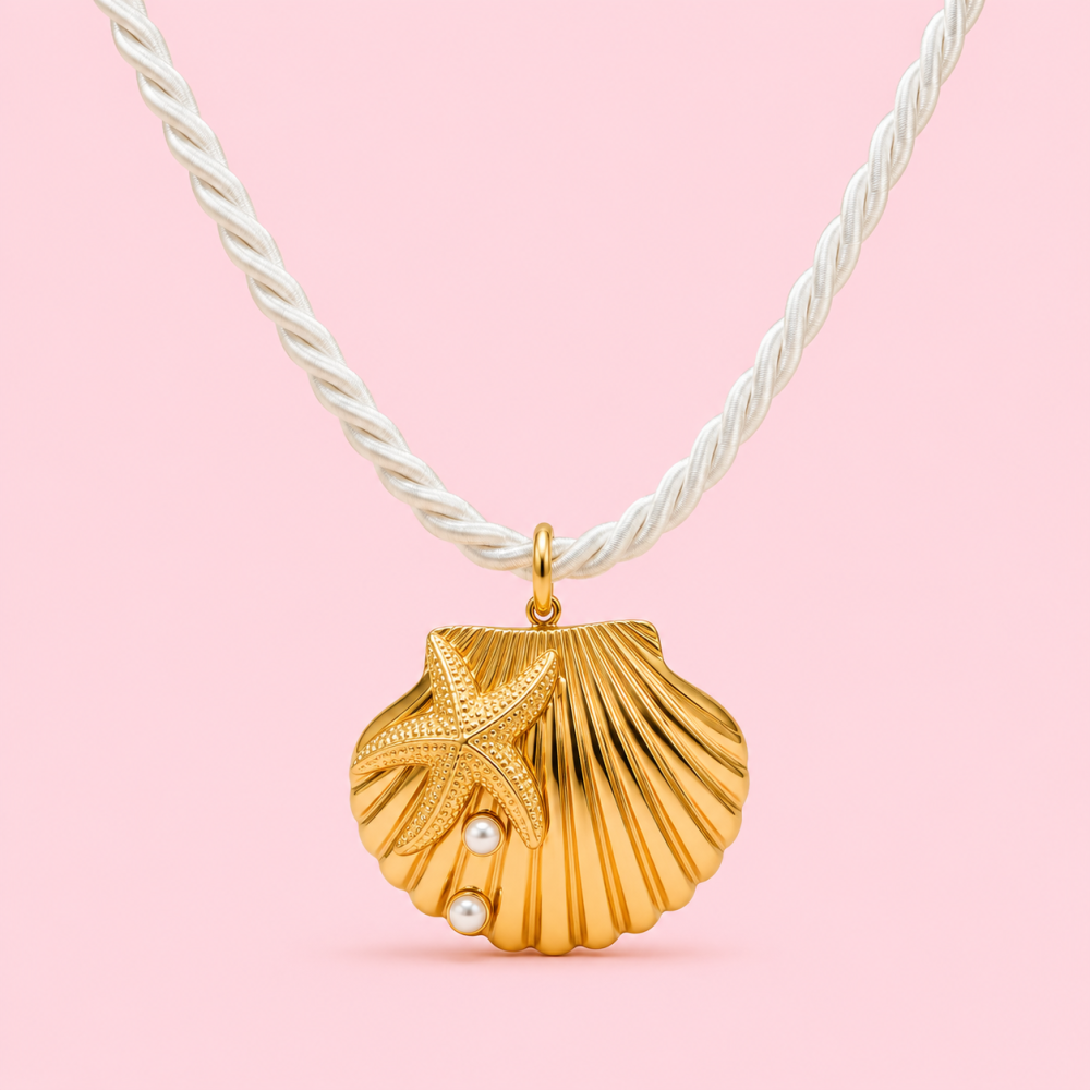 Collier coquillage étoile de mer en acier inoxydable