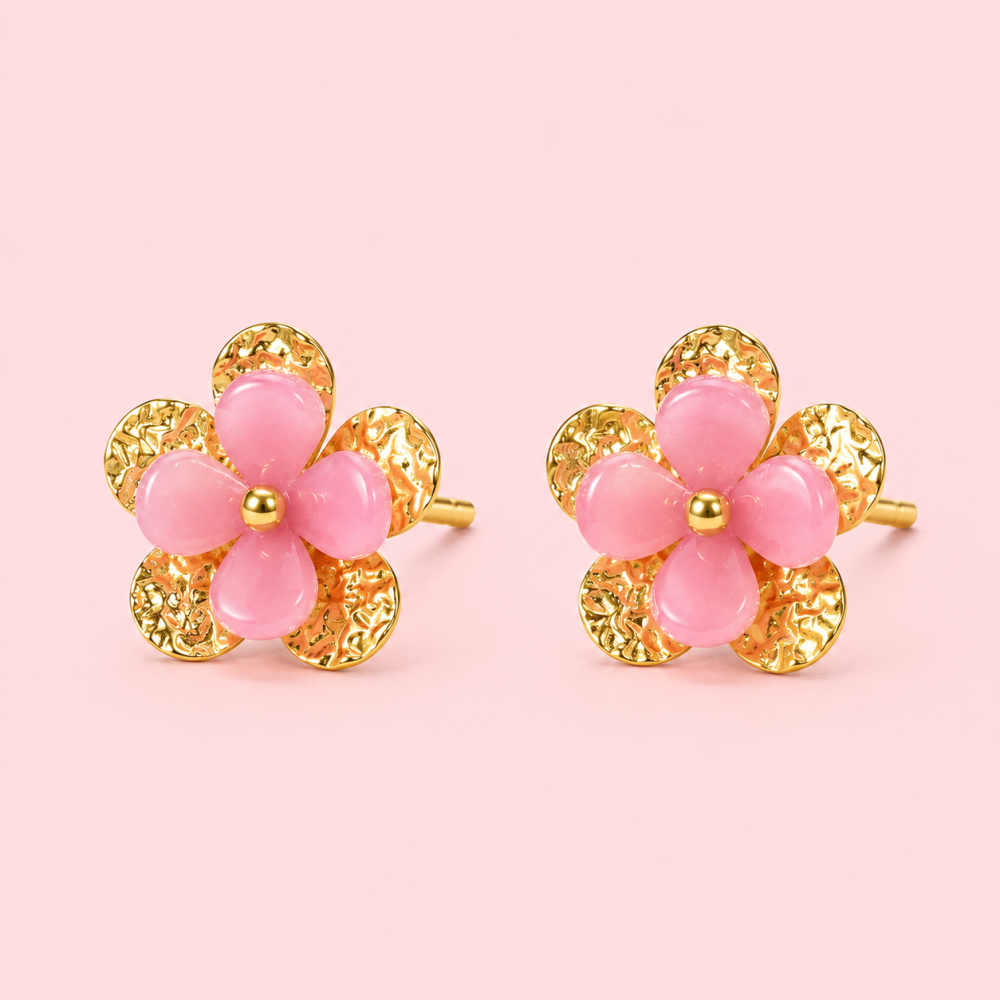 Boucles d’oreilles fleur acier inoxydable doré bijou tendance | Gaou Bijoux