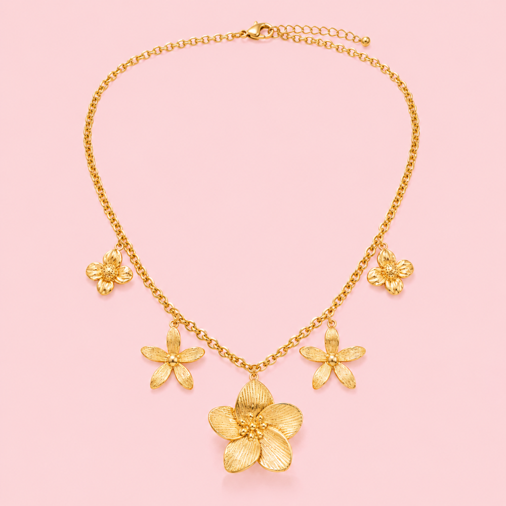 Collier Charms Fleurs Dorées acier inoxydable | Gaou Bijoux