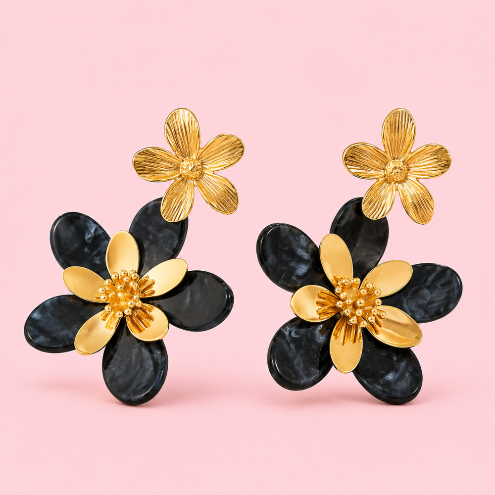Boucles d’oreilles fleurs acier inoxydable femme | Gaou Bijoux